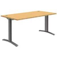 Lige skrivebord, Pure - bøg/aluminium - faste ben