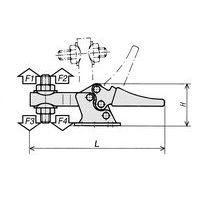 F1/F2 : force de retenueF3/F4 : force de serrageL : longueurH : hauteur