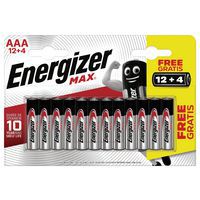 Max AAA/LR03-batterier - Pakke med 12+4 - Energizer