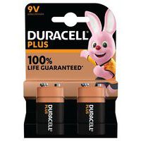 Plus 100% 9 V alkalisk batteri - 2 enheder - Duracell