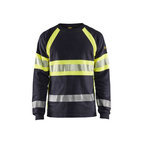 Brandhæmmende T-shirt lang ærme Inherent Marineblå/High Vis Gul - Blåkläder