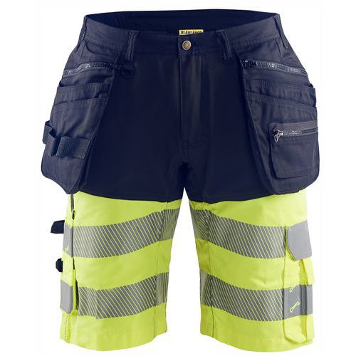 High Vis Shorts med stretch Marineblå/High Vis Gul - Blåkläder