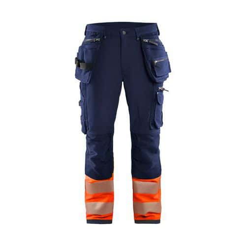 High Vis Buks 4-vejs stretch Marineblå/High Vis Orange - Blåkläder