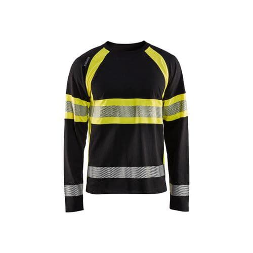 High Vis T-shirt lang ærme Sort/High Vis Gul - Blåkläder