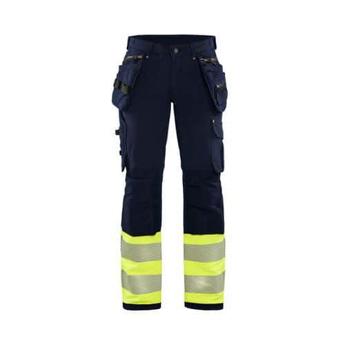 Dame High Vis Buks 4-vejs stretch Marineblå/High Vis Gul - Blåkläder