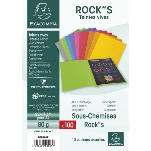 Pakke med 100 stk. Rock's 80 dokumentomslag - 22 x 31 cm - Exacompta