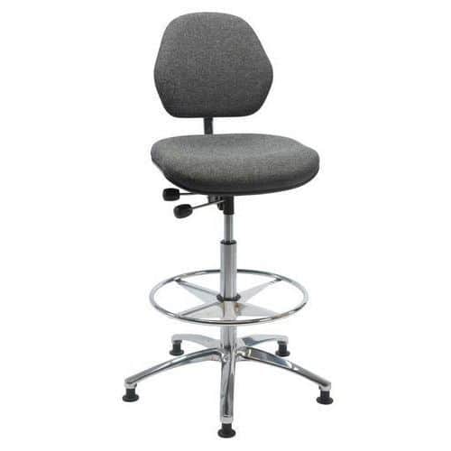 Arbejdsstol ESD stof, høj, glidesko - Global Professional Seating