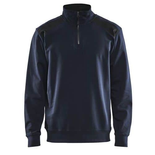 Sweatshirt half zip Mørk Marineblå/Sort - Blåkläder