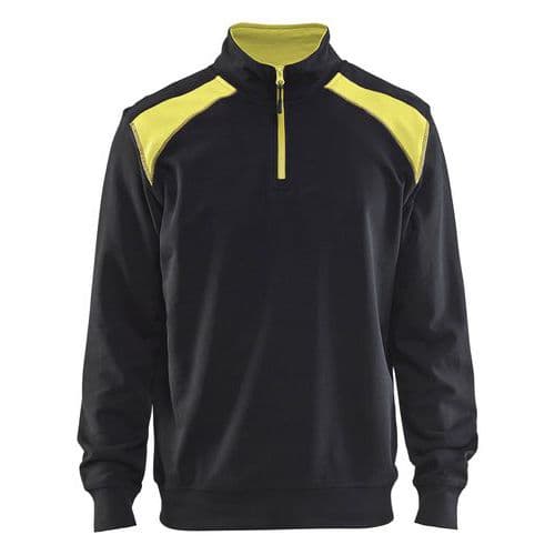 Sweatshirt half zip Sort/High Vis Gul - Blåkläder