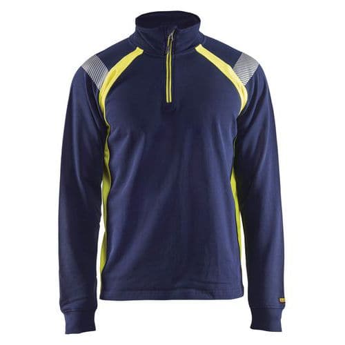 Sweatshirt half zip Marineblå/High Vis Gul - Blåkläder