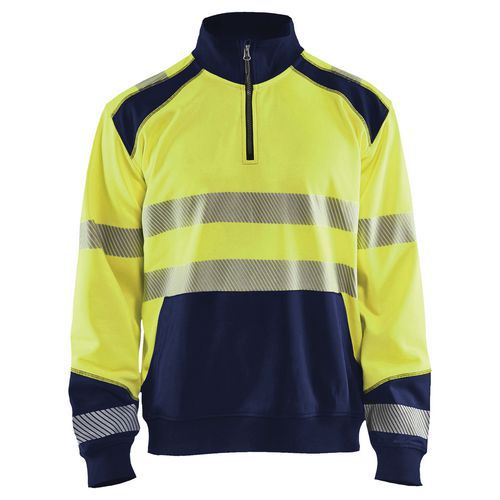 High Vis Sweatshirt half zip High Vis Gul/Marineblå - Blåkläder