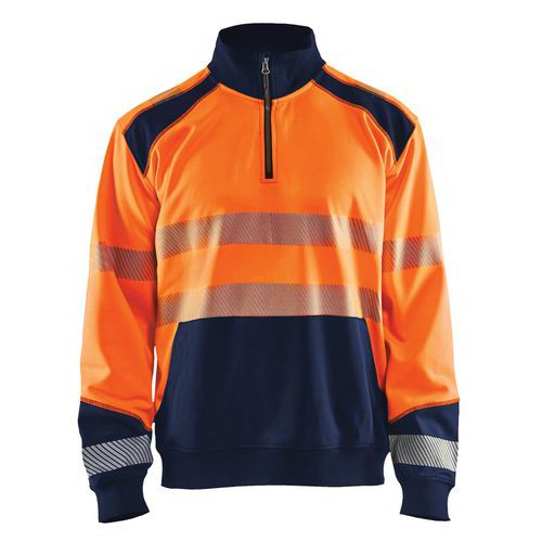 High Vis Sweatshirt half zip High Vis Orange/Marineblå - Blåkläder