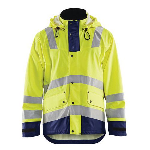 High Vis Regnjakke Level 2 High Vis Gul/Marineblå - Blåkläder