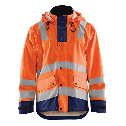 High Vis Regnjakke Level 2 High Vis Orange/Marineblå - Blåkläder