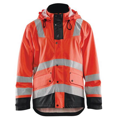 High Vis Regnjakke Level 2 High Vis Rød/Sort - Blåkläder