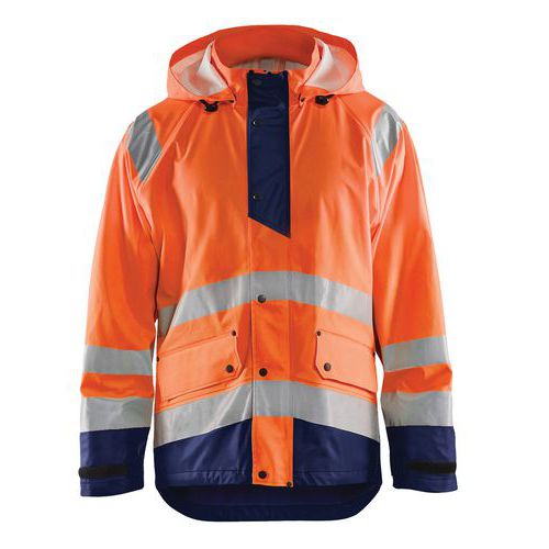 High Vis Regnjakke Level 1 High Vis Orange/Marineblå - Blåkläder