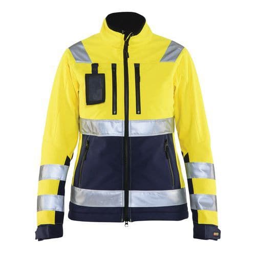 Dame High Vis Softshell Jakke High Vis Gul/Marineblå - Blåkläder