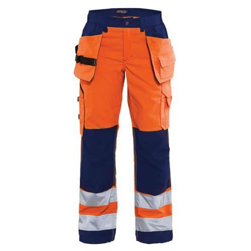 Dame High Vis Buks med sømlommer High Vis Orange/Marineblå - Blåkläder