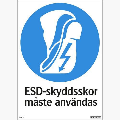 Skilt Antistatiske sikkerhedssko skal anvendes