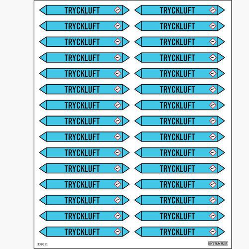 Skilt Rørmærkning trykluft 30 stk/ark