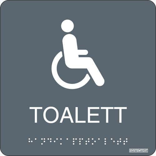 Skilt Taktil handicaptoilet grå