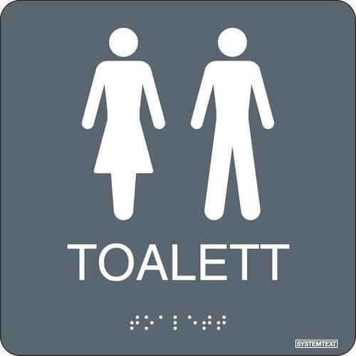 Skilt Taktilt toilet dame/herre grå