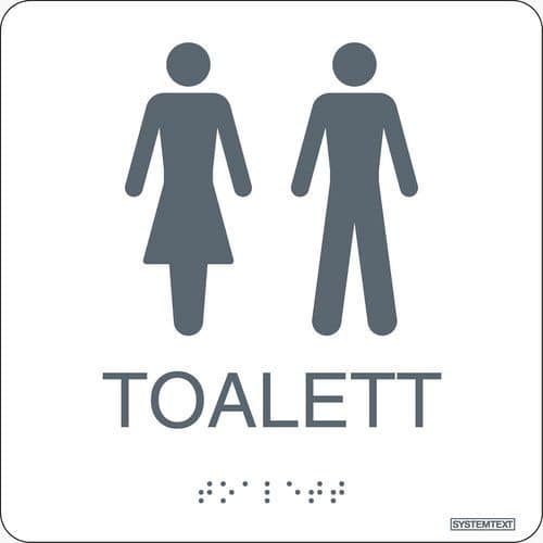 Skilt Taktilt toilet dame/herre hvid