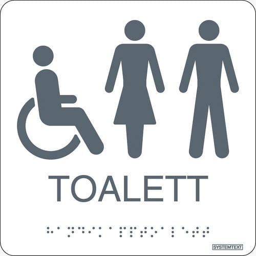 Skilt Taktilt toilet kørestol/dame/herre hvid