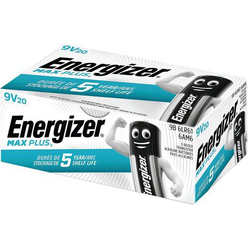 Max Plus alkalisk batteri - 9 V - Pakke med 20 - Energizer