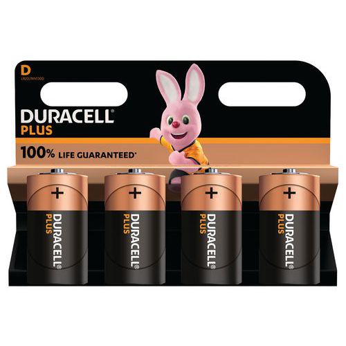 Plus 100% alkalisk D-batteri - 2 eller 4 enheder - Duracell