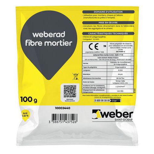 Fibermørtel 6 mm Weberad - 100 g - Weber Saint Gobain