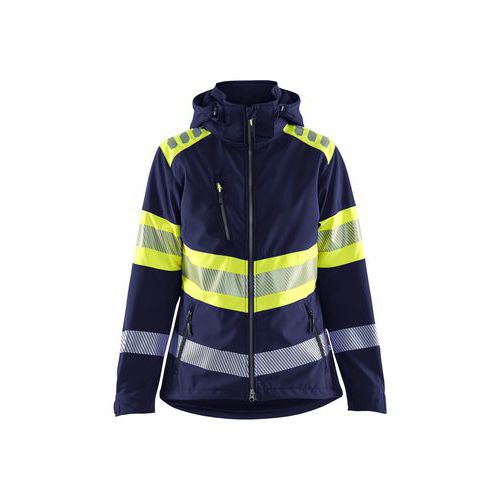 Dame High Vis Softshell Jakke Sort/High Vis Gul - Blåkläder