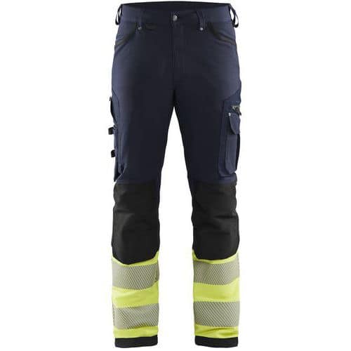 High vis buks 4-vejs stretch Marineblå/High Vis Gul - Blåkläder