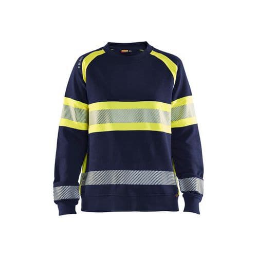 Dame High Vis Sweatshirt Marineblå/High Vis Gul - Blåkläder