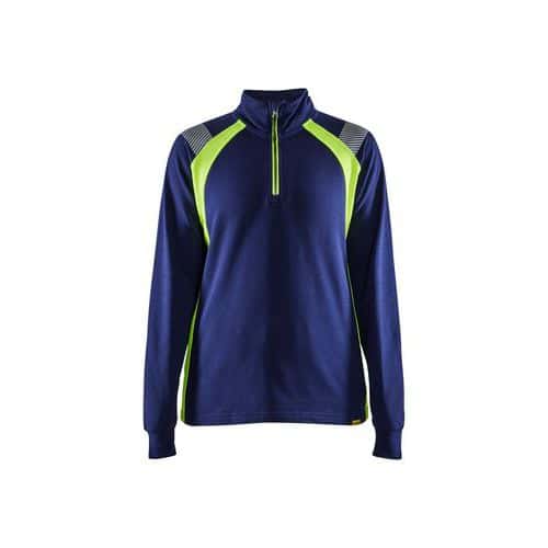 Dame Sweatshirt half zip Sort/High Vis Gul - Blåkläder