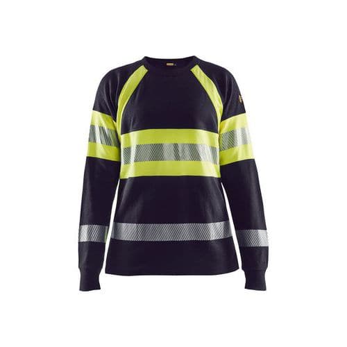 Dame Brandhæmmende T-shirt lang ærme Inherent Marineblå/High Vis Gul - Blåkläder