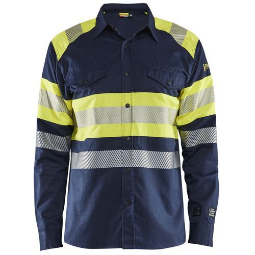 Multinorm Skjorte Inherent Marineblå/High Vis Gul - Blåkläder