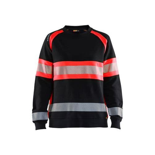 Dame High Vis Sweatshirt Sort/High Vis Gul - Blåkläder