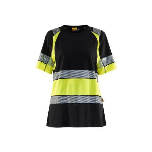 Dame High Vis T-shirt Sort/High Vis Rød - Blåkläder